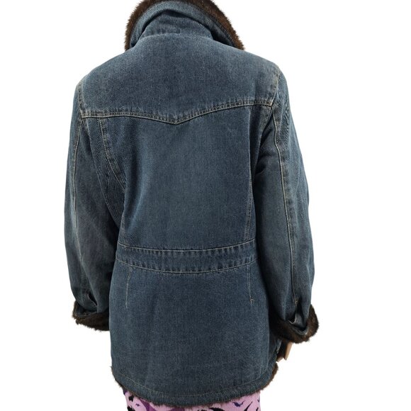 Marvin Richards Vintage Size Large Womens Denim Jacket With Faux Fur Lining - Picture 3 of 10